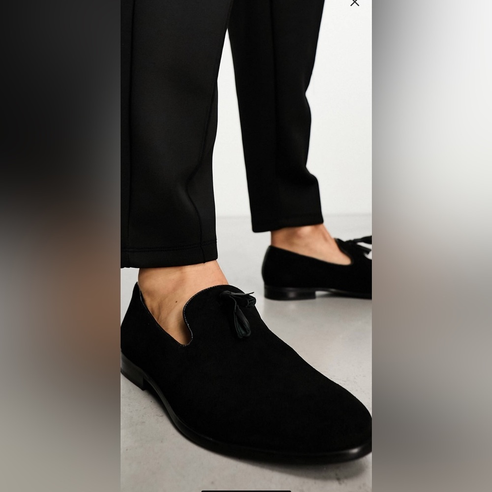 French Connection Mens leather Tassel loafers in black UK size 9- US size 10